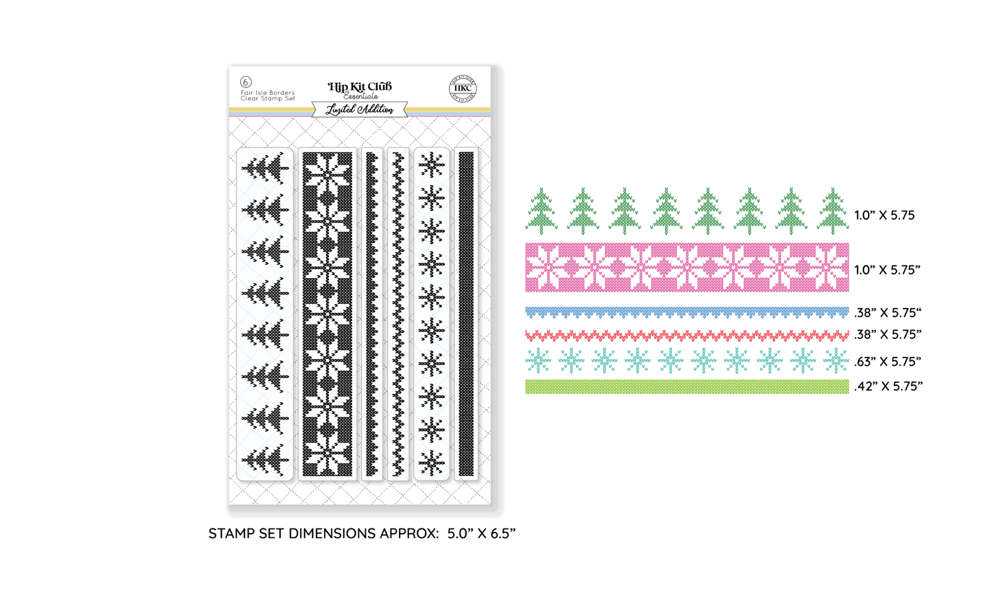 November 2024 Fair Isle Borders Stamp Set - Holiday Pattern Stamps