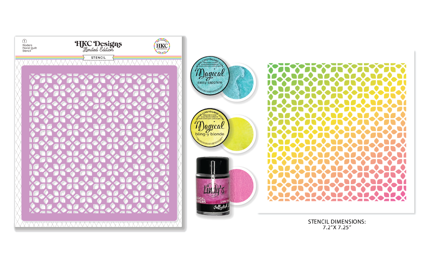 April 2025 Mixed Media Color Kit - Stencil & Shimmer Powders for Scrapbooking