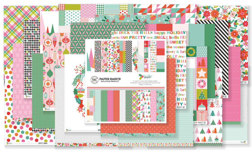 November 2025 patterned paper kit with 10 Tis The Season holiday designs