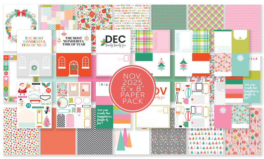 November 2025 6x8 Pocket Life Cards and Ephemera Shapes