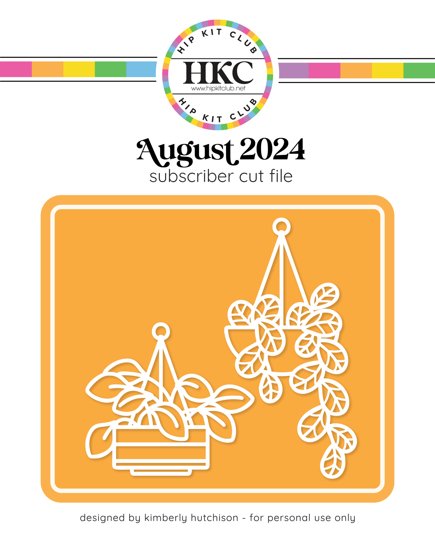 August 2024 Hanging Plants Cut File | SVG, PNG, DXF, JPG | Cricut & Silhouette Compatible