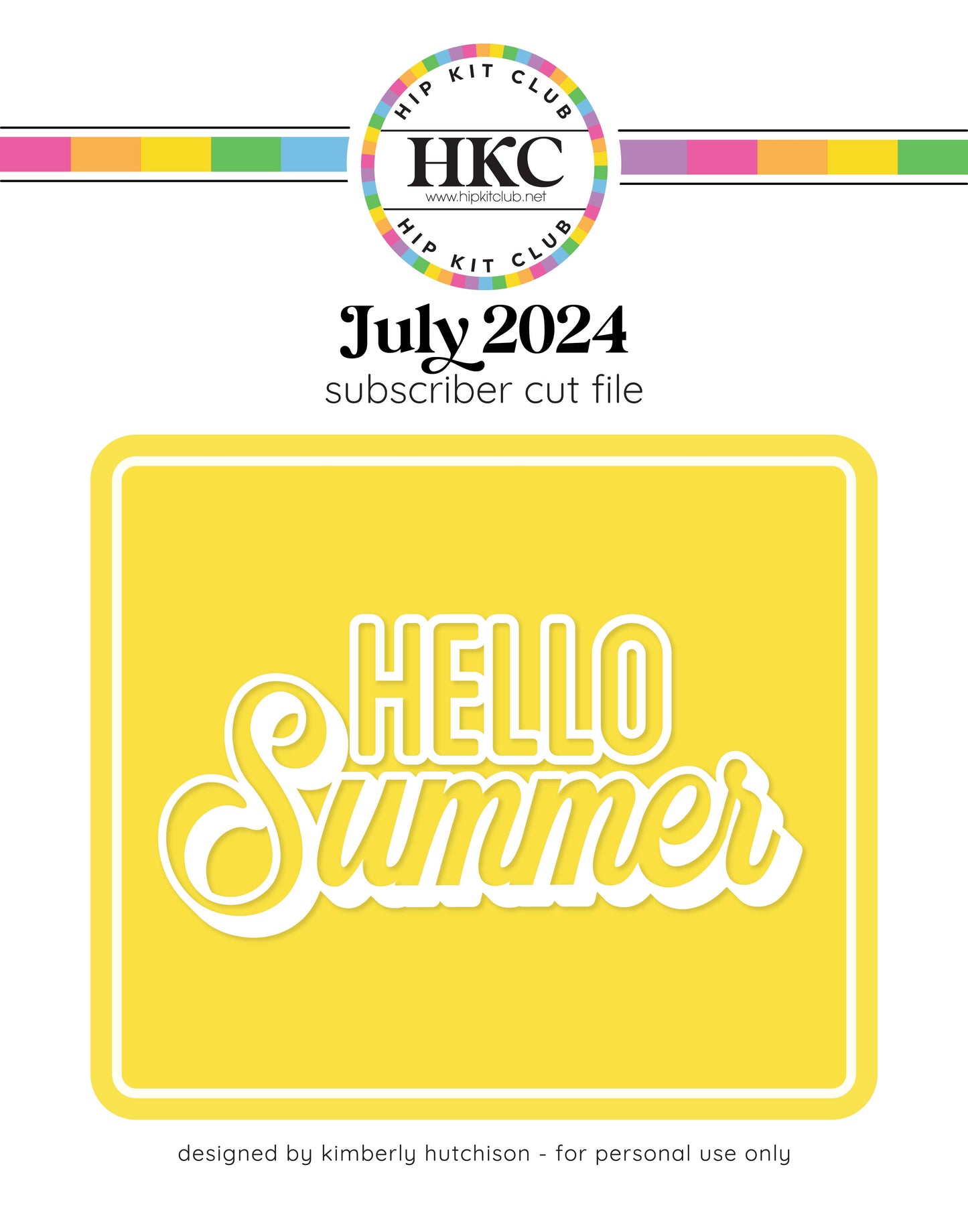 July 2024 Hello Summer Cut File - Fun Summer Design