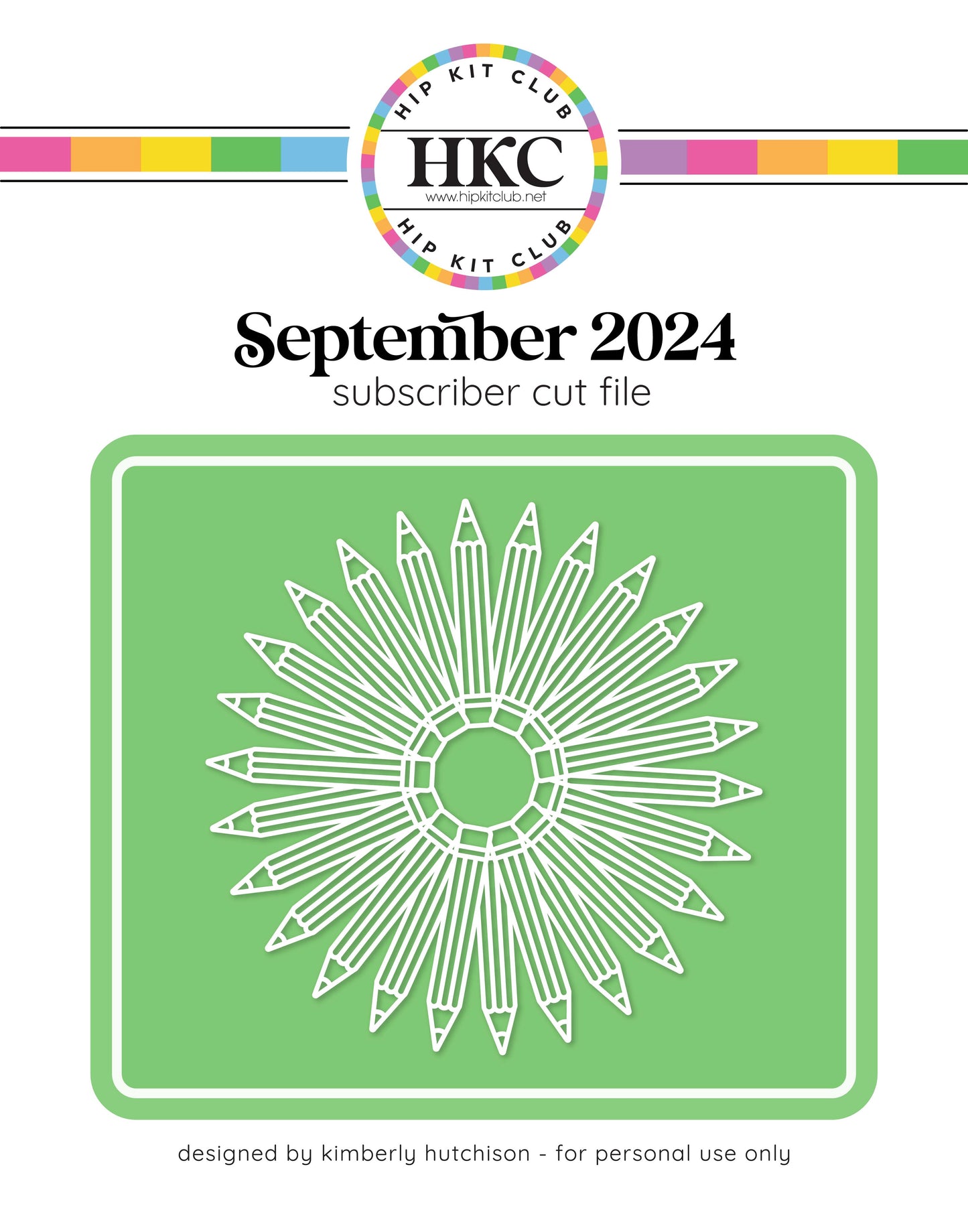 September 2024 Pencil Wreath Cut File - Digital Back to School Design