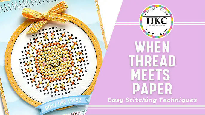 DIY cross-stitch card making tutorial by Miss Carrie using April 2025 Hip Kits