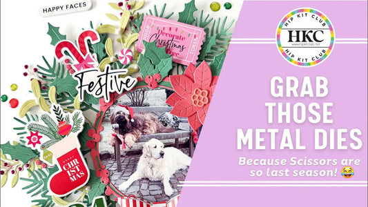 Festive wreath scrapbook layout using metal dies from Hip Kits November collection