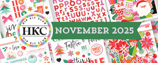 November 2025 Hip Kit Club holiday collection reveal with exclusive dies and stamps