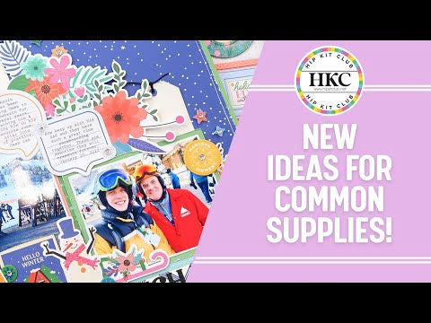 Winter scrapbook layout featuring floral elements and December 2025 Hip Kits collection, showing creative rule-breaking design with flowers in winter theme