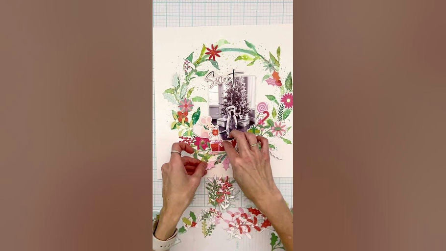 Christmas wreath scrapbook layout using November Hip Kit Club supplies