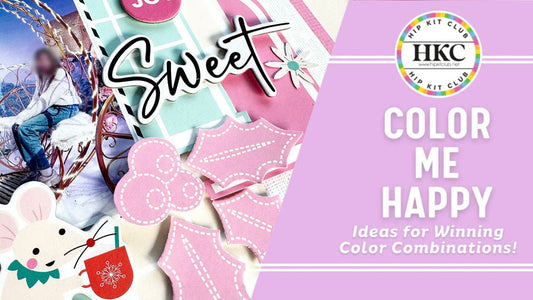 Three color scrapbook layout with cluster design using Hip Kits supplies