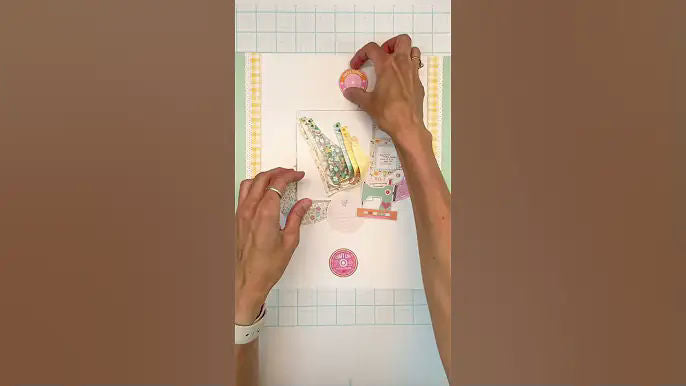 Die-cut scrapbook layout masterclass by Sophie using April 2025 Hip Kits embroidery floss bobbin die