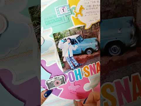 Scrapbook layout using puzzle patterned paper from January 2026 Hip Kit Club showing creative paper cutting technique