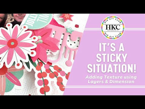 Scrapbook layout featuring minimal paper with creative embellishments from November 2025 Hip Kits monthly subscription box