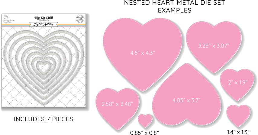 Febrero 2023 Corazones anidados Troquel metálico