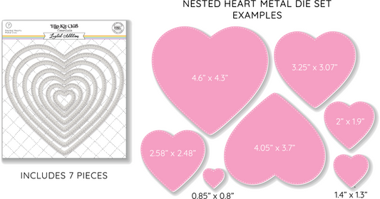 Febrero 2023 Corazones anidados Troquel metálico