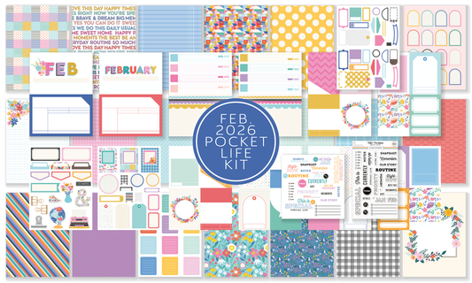 February 2026 Pocket Life Kit | 6x8 Papers, Stamps & Cut-Aparts