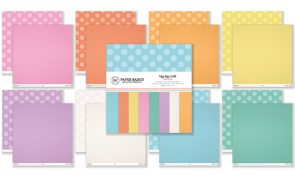 Collection of colorful paper packs with polka dot and striped patterns on a white background.