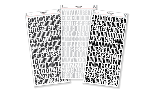 August 2023 Essentials Cardstock Mini Alphabet Stickers - Black & Silver Foil