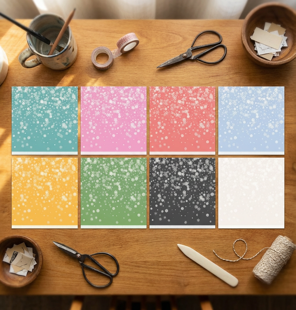 Cardstock Paper on a wooden surface with crafting tools