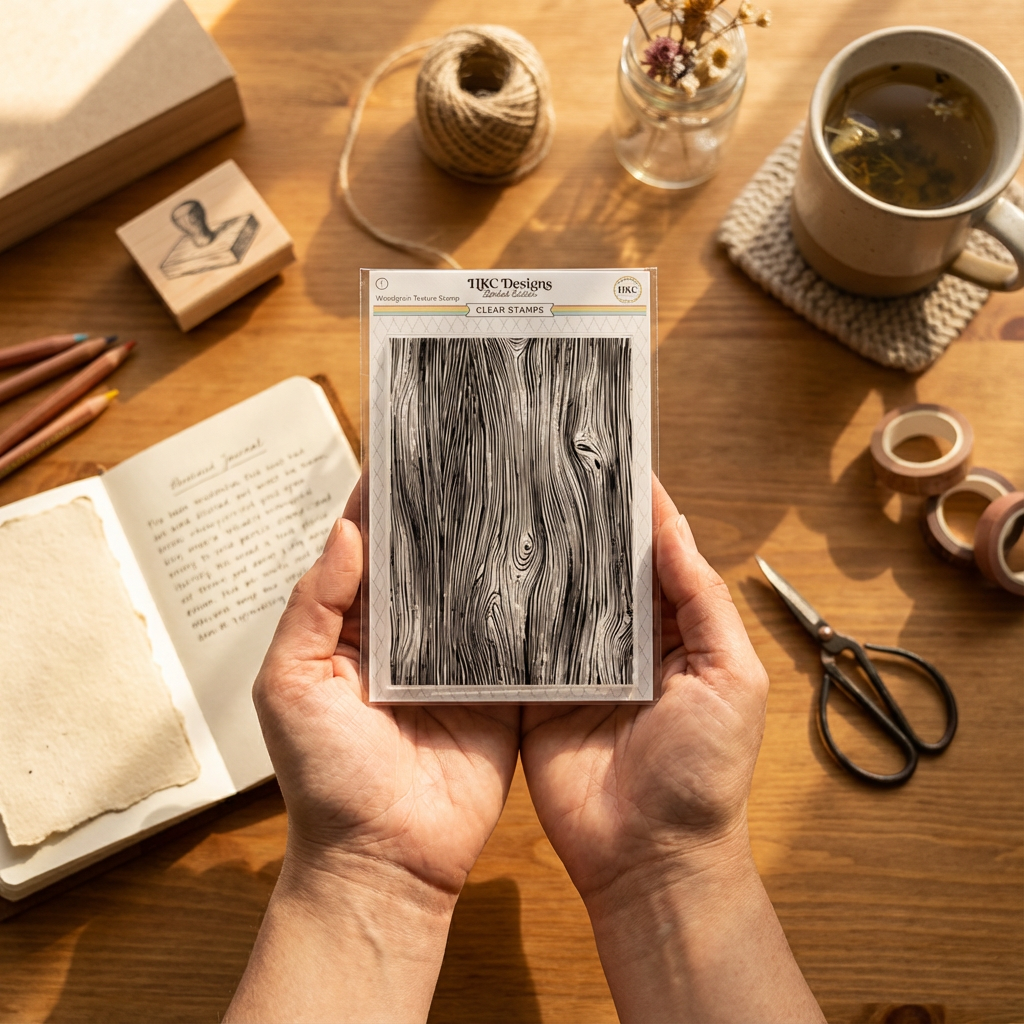 November 2025 Woodgrain Background Stamp