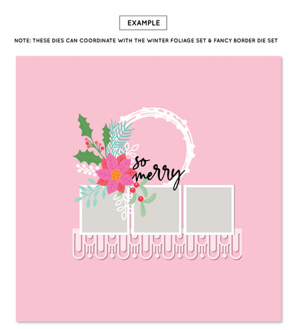Design layout with floral elements and 'so merry' text on a pink background