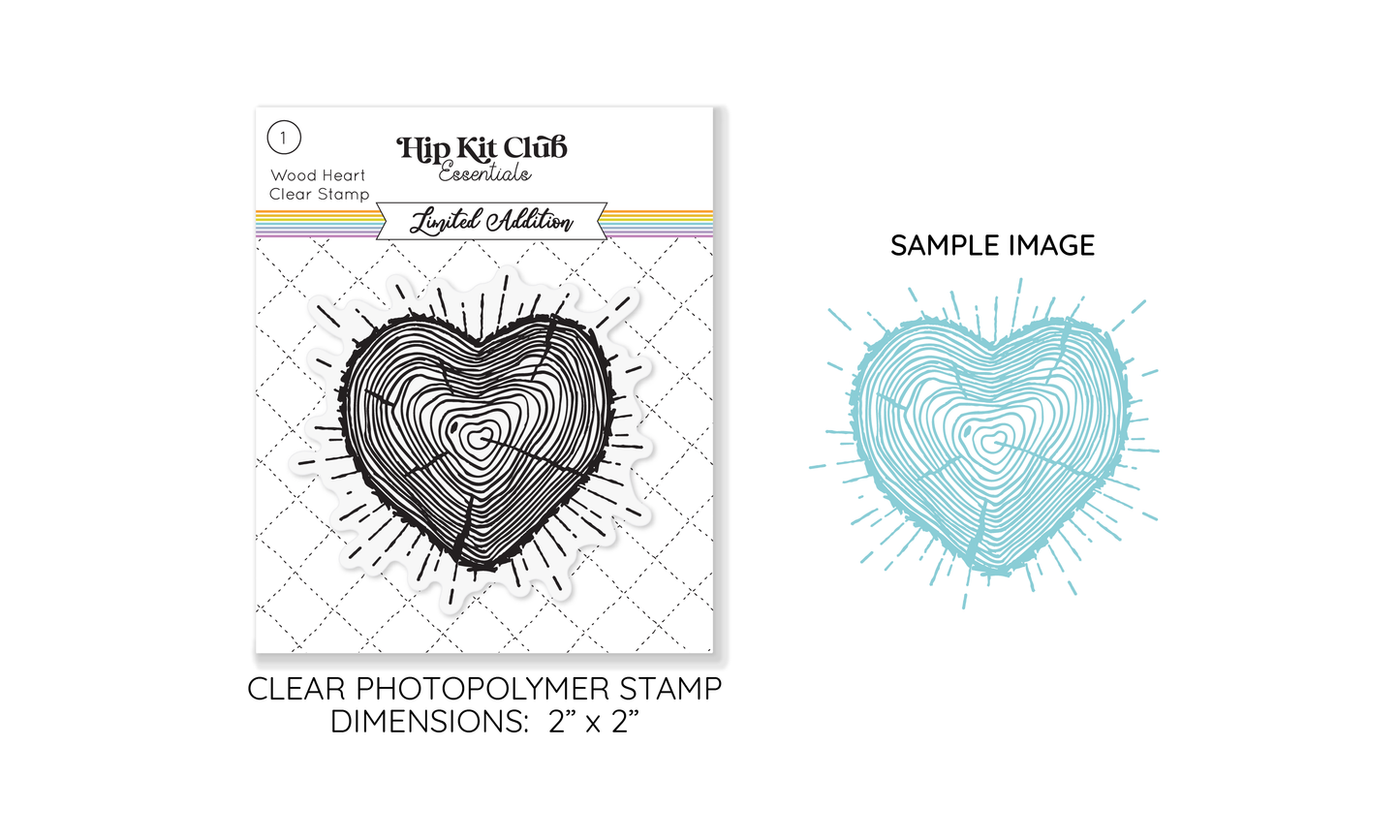 June 2023 Woodgrain Heart Stamp Set