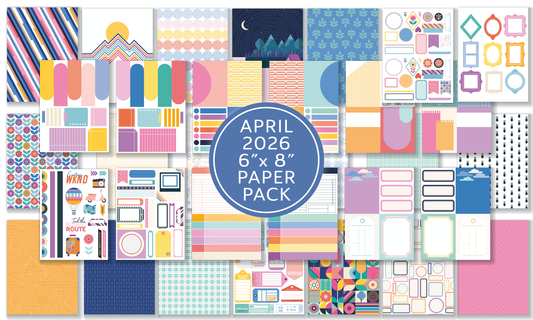 April 2026 6x8 Pocket Life Cards and Ephemera Shapes
