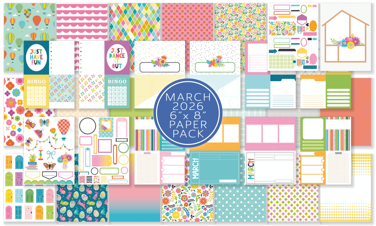 March 2026 6x8 Pocket Life Cards and Ephemera Shapes