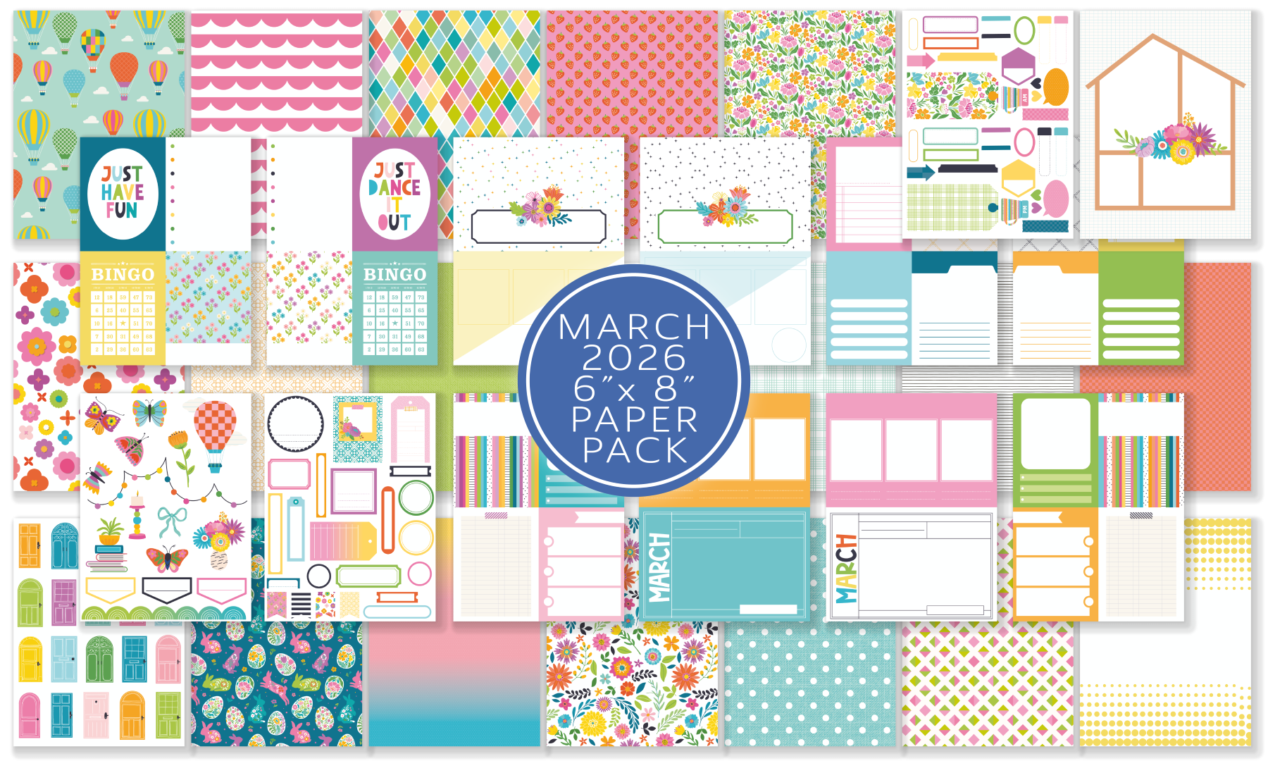 March 2026 6x8 Pocket Life Cards and Ephemera Shapes